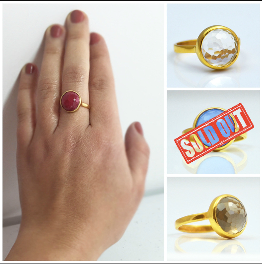 Ruby round bezel set ring - July Birthstone