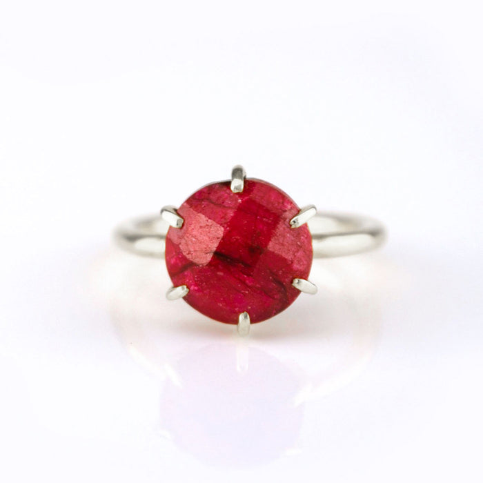 Ruby Round Prong Set Ring - July Birthstone