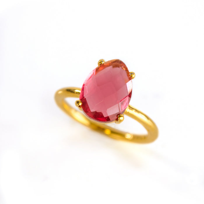 Ruby Teardrop Prong Set Ring • July Birthstone