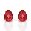 Ruby Teardrop Prong Set Stud Earrings : July Birthstone