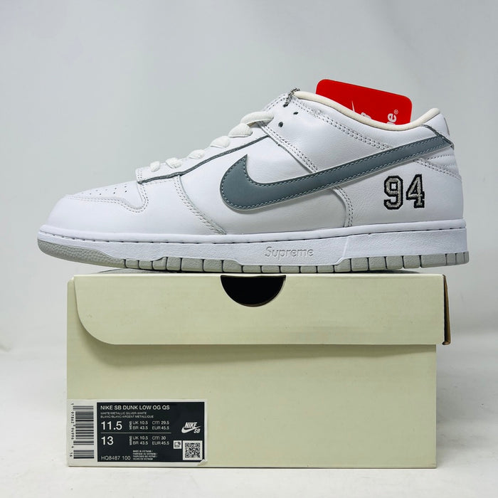 Nike SB Dunk Low Supreme 94 White Metallic Silver