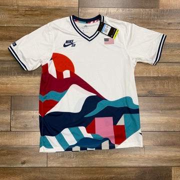 Nike SB x Parra USA Federation Kit Crew Jersey in white and brave blue, brand new