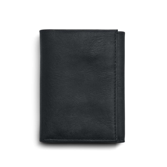 Shinola Black Leather Tri Fold Wallet