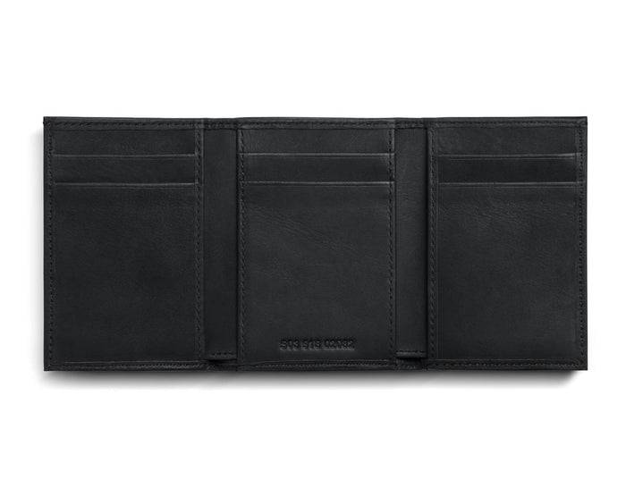 Shinola Black Leather Tri Fold Wallet