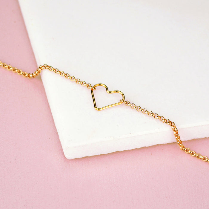 Simple Open Heart Chain Bracelet