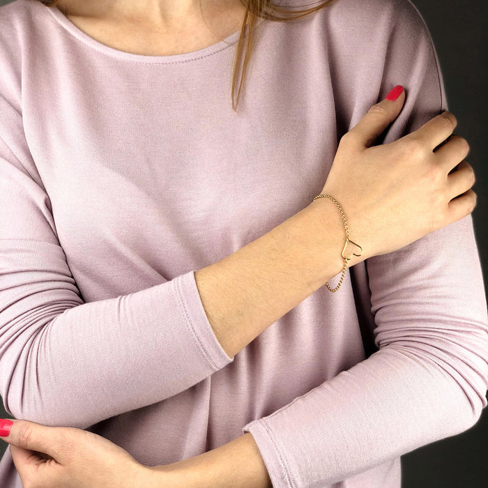 Simple Open Heart Chain Bracelet
