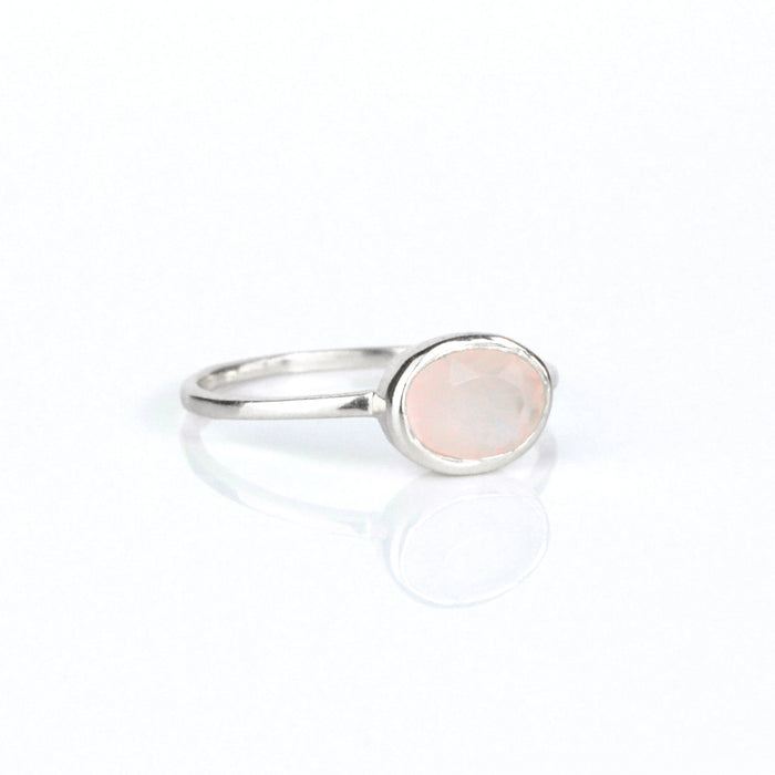 Sterling silver pink chalcedony ring. stack set, stacking rings, gemstone ring, birthstone ring, mother's day gift for her, gift for mom, gift for fiance, gift for girlfriend, wedding jewelry, bridesmaid jewelry, anniversary jewelry, anniversary gift, birthday gift, christmas gift, valentine's day gift, valentine's day rings, dainty ring, cocktail ring, statement ring, bezel set
