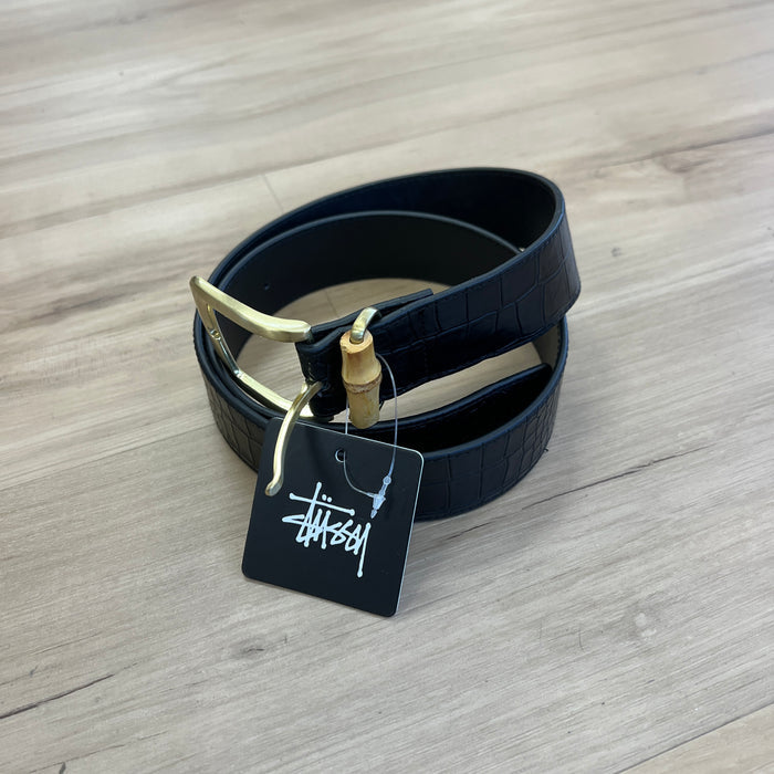 Stussy crocodile embossed leather belt
