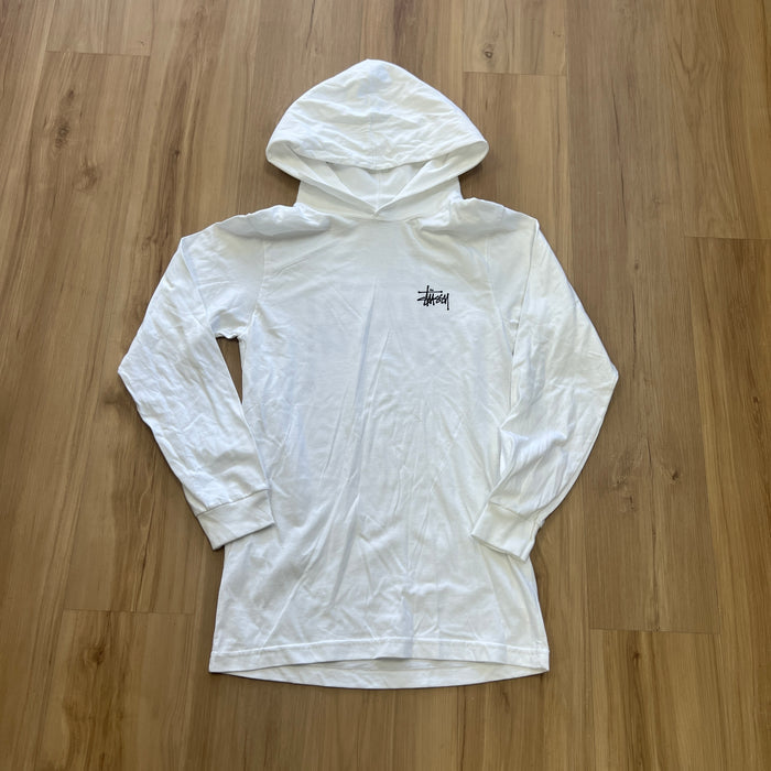 Stussy Hooded Long Sleeve White