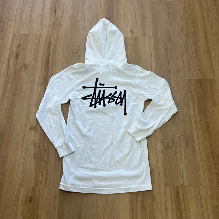 Stussy Hooded Long Sleeve White