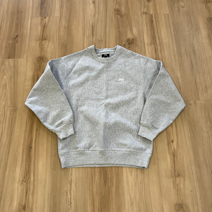 Stussy Stock Logo Crew Sweatshirt Grey Heather