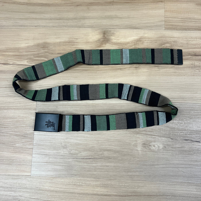 Stüssy striped web belt with black branded buckle