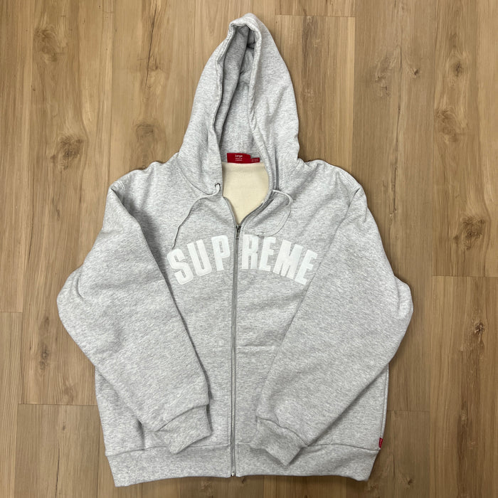 Supreme Arc Logo Thermal Zip Up Sweatshirt Ash Grey