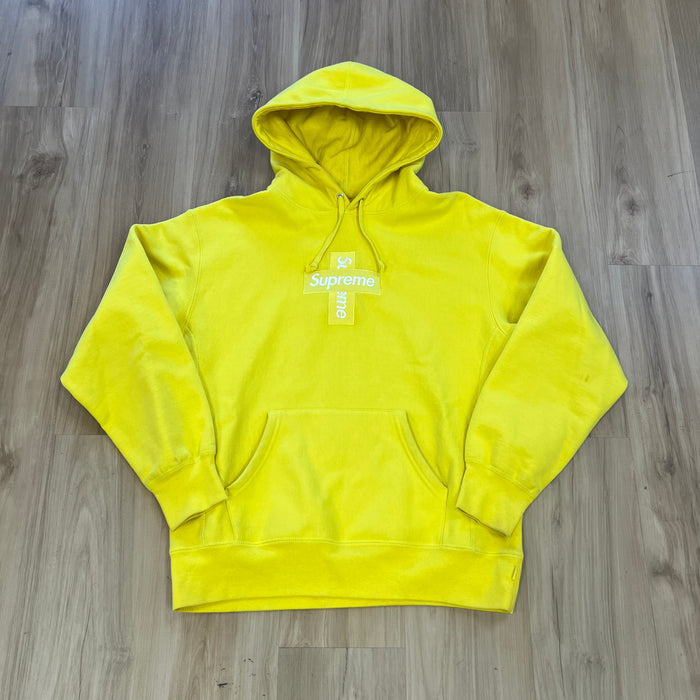 Supreme Cross Box Logo Hooded Sweatshirt Lemon