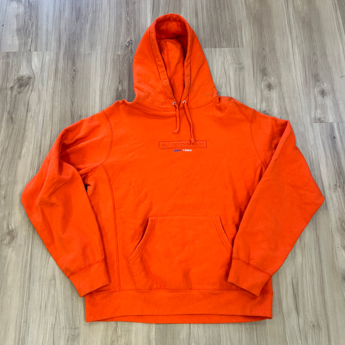Supreme Embossed Logo Hooded Sweatshirt (SS18) Dark Orange