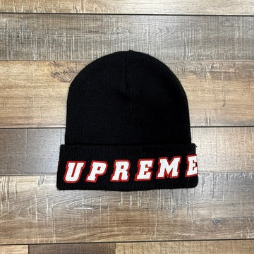 Black Supreme Felt Logo Beanie preowned condition