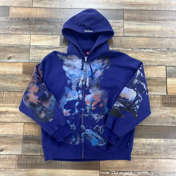 Supreme Frazetta Zip Up Hooded Sweatshirt Washed Navy
