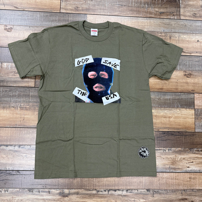 Supreme God Save Us Tee Light Olive