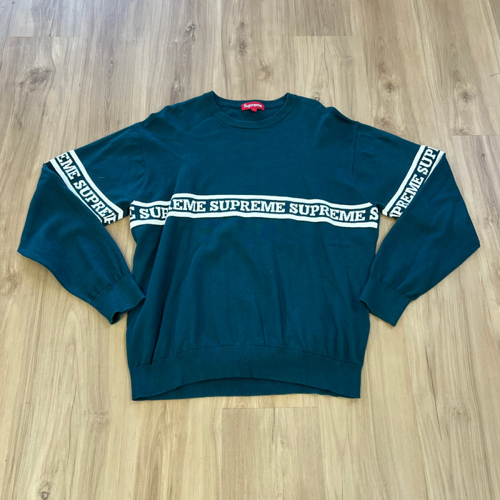 Supreme Logo Stripe Knit Top Dark Teal