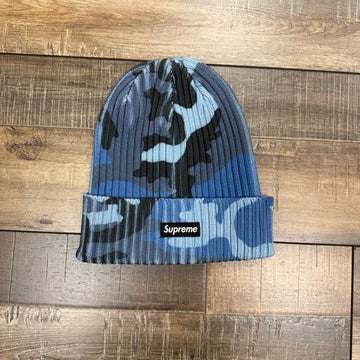 Supreme Overdyed Beanie SS26 in Blue Camo, brand new condition