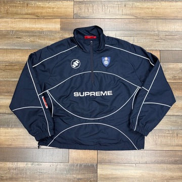 Preowned Supreme Reflective Piping Pullover in navy blue