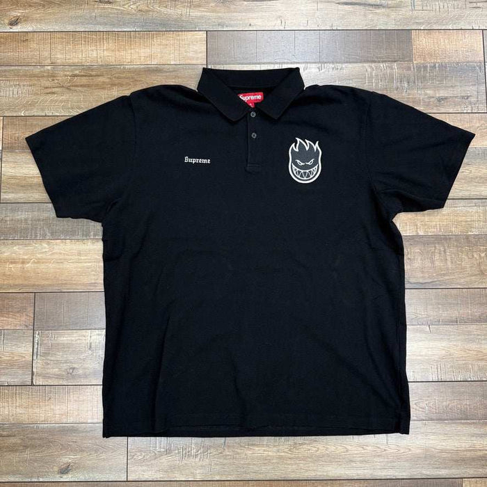 Supreme Spitfire Polo Shirt black brand new front view