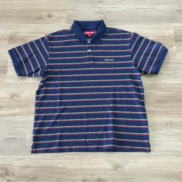 Supreme Washed Stripe Polo Navy