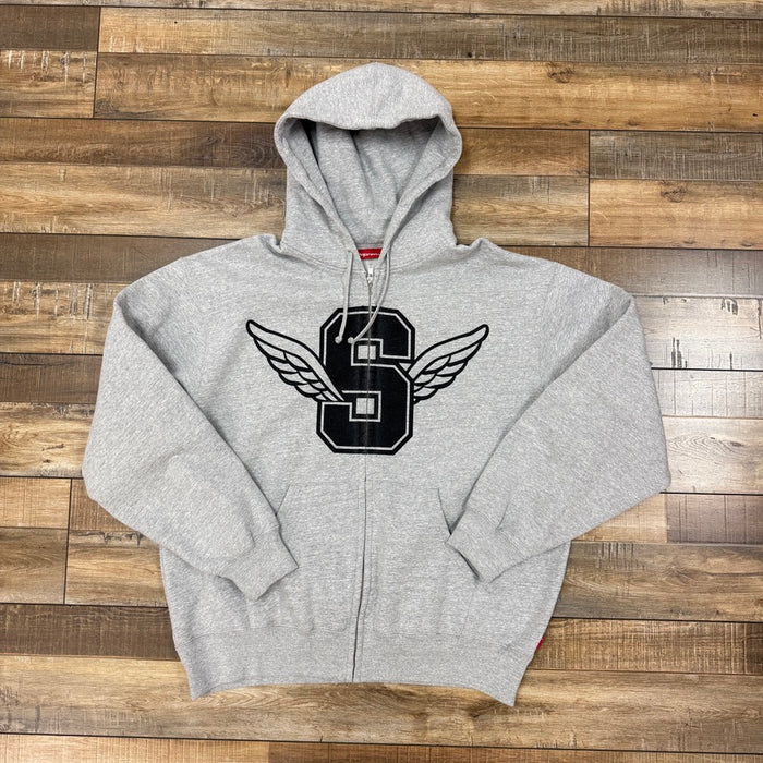 Supreme Wings Zip Up Hooded Sweatshirt Heather Grey
