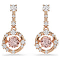 Swarovski Pink Constella Drop Earrings in Rose Tone Plate