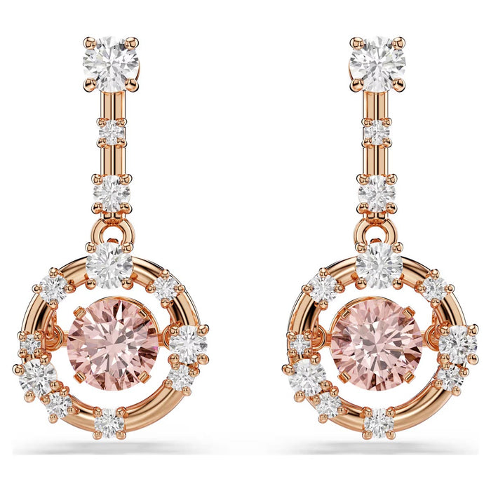 Swarovski Pink Constella Drop Earrings in Rose Tone Plate