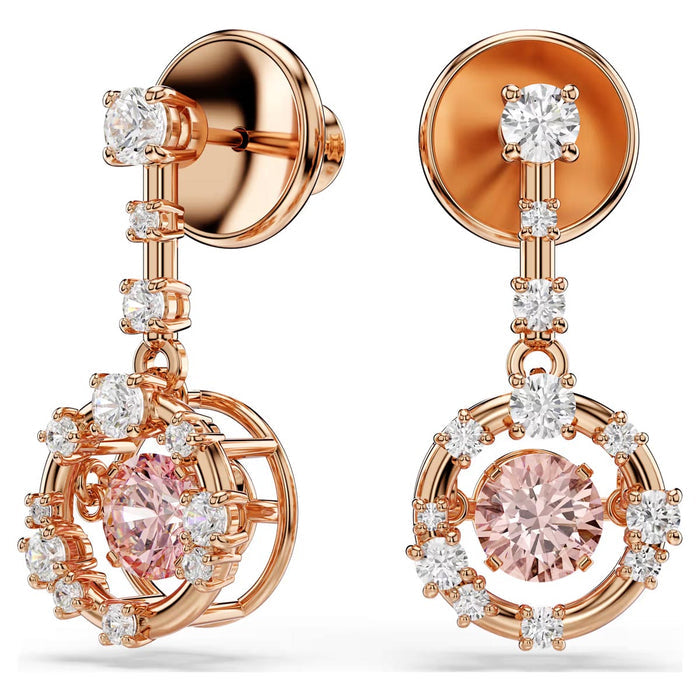 Swarovski Pink Constella Drop Earrings in Rose Tone Plate