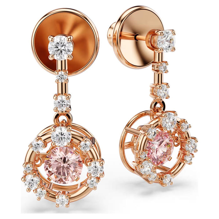 Swarovski Pink Constella Drop Earrings in Rose Tone Plate