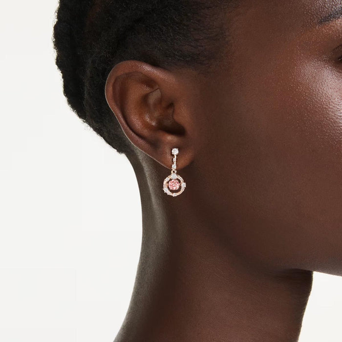 Swarovski Pink Constella Drop Earrings in Rose Tone Plate
