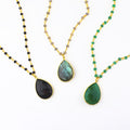 Teardrop Pendant Wire Wrapped Necklace, Birthstone Necklace