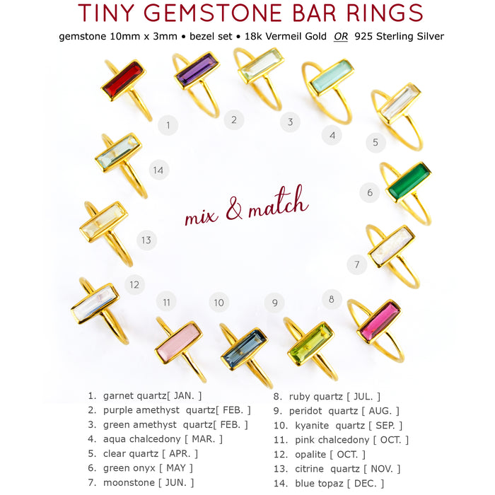 Tiny Garnet Bar Ring : January Birthstone