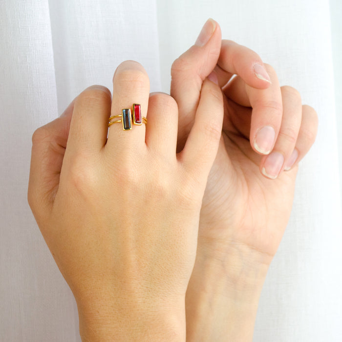 Tiny Kyanite Bar Ring : September Birthstone