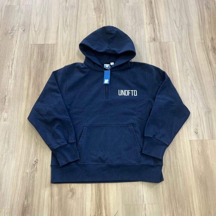 Undefeated navy blue quarter-zip pullover hoodie