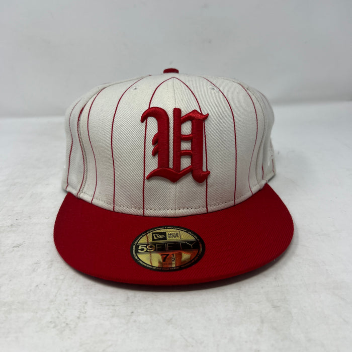 Undefeated White-Red Pinstripe 59FIFTY Fitted Hat by New Era