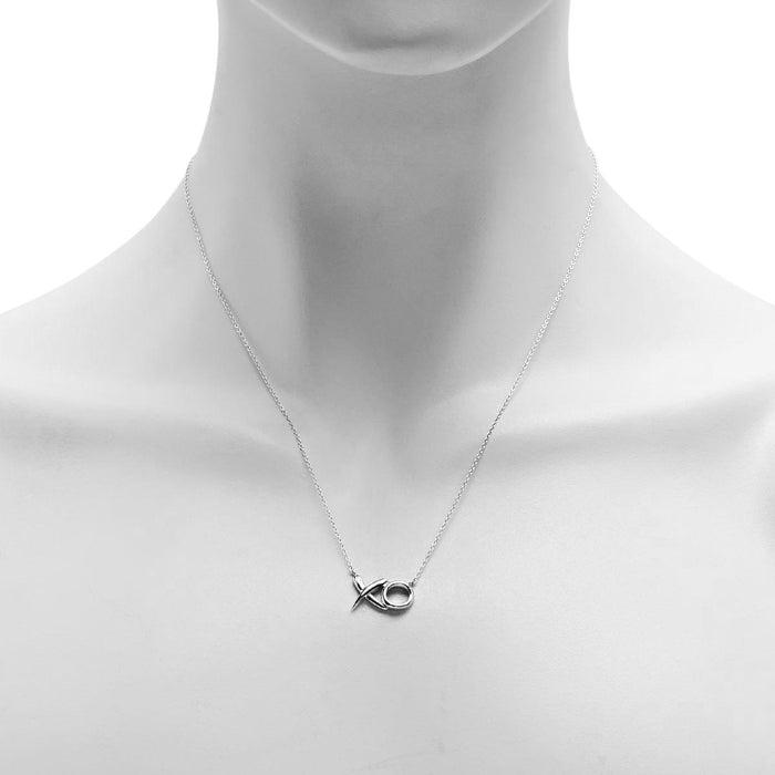 XO Necklace in Sterling Silver with Diamond